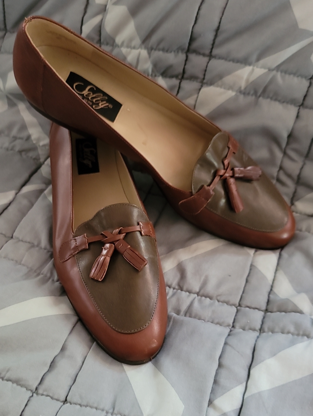 Selby Brown and Olive Leather Tassel Loafers